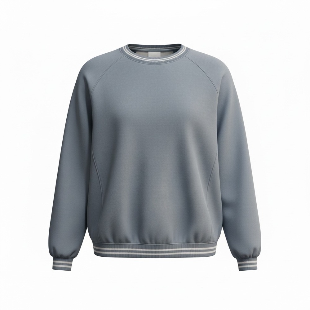 Wonder Nation Kids Gray Blue Crew Neck Sweatshirt Striped Trim XXL 18 Pullover